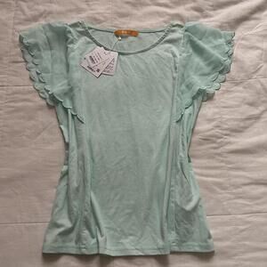 NWT Fint mint green ruffle sleeve top Size Small